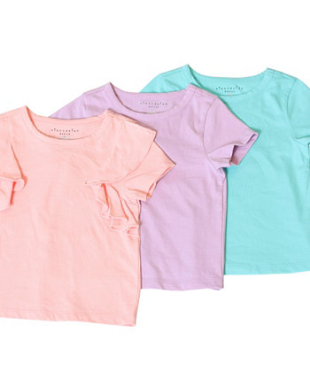 3 пары однотонных футболок с короткими рукавами для малышей, маленьких и больших девочек Kinderkind