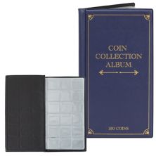 Альбом для коллекции монет Bright Creations, 2 упаковки, вмещает до 180 монет каждый (6,5 x 11,4 дюйма, темно-синий) Bright Creations