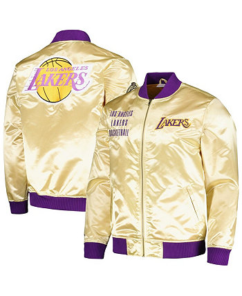 Men's Gold Distressed Los Angeles Lakers Team OG 2.0 Vintage-Like Logo Satin Full-Zip Jacket Mitchell & Ness