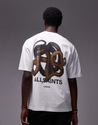 AllSaints Reticulate back graphic T-shirt in white AllSaints