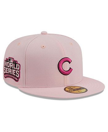 Мужская розовая приталенная кепка Chicago Cubs MLB World Series 2016 59FIFTY New Era