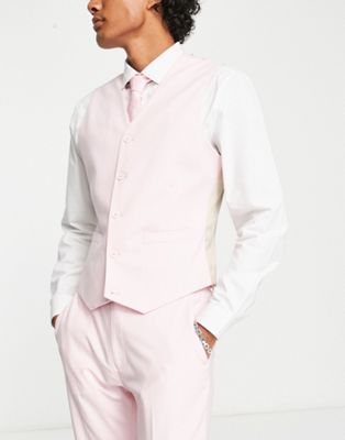 Пастельно-розовый костюм-жилет скинни ASOS DESIGN ASOS DESIGN
