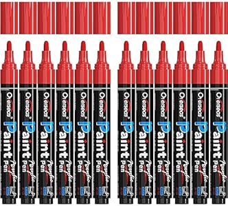 Overseas Black Paint Pens Paint Markers - Permanent Acrylic Markers 12 Pack, Water-Based, Quick Dry, Waterproof Paint Marker Pen for Rock, Wood, Plastic, Metal, Canvas, Glass, Fabric, Mugs. Medium Tip Overseas