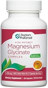 DOCTORS' PREFERRED High Potency Magnesium Glycinate Complex- Doctor-Developed Formula for Heart Health, Mood Support and More | 420 mg per Serving | 30-Day Supply Doctors Preferred