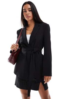 ASOS DESIGN tailored belted blazer in black ASOS DESIGN