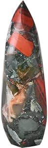 JIC Gem Africa Bloodstone Large Crystals Natural Healing Crystal Point Obelisk Tower Spiral 4 Sides Energy Gemstone Decoration Gifts 1.1-1.7 Lbs JIC Gem