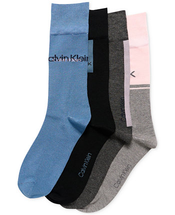 Мужские классические носки с мягкой подкладкой длиной до лодочки, разные узоры, упаковка из 4 шт. Calvin Klein