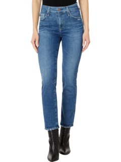 Узкие прямые укороченные джинсы Mari с высокой посадкой в цвете Alibi Destructed AG Jeans