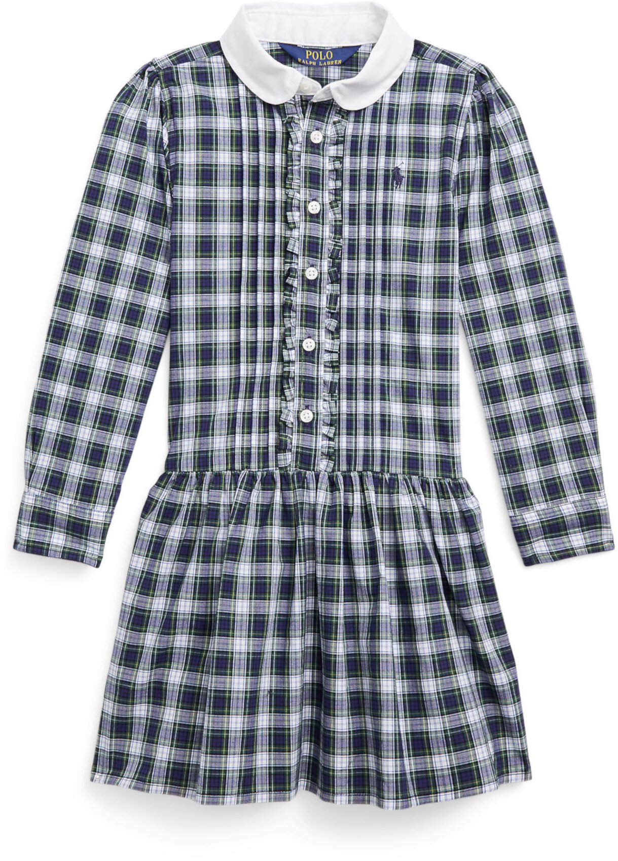 Платье-рубашка из эластичного поплина в клетку (для малышей) Polo Ralph Lauren