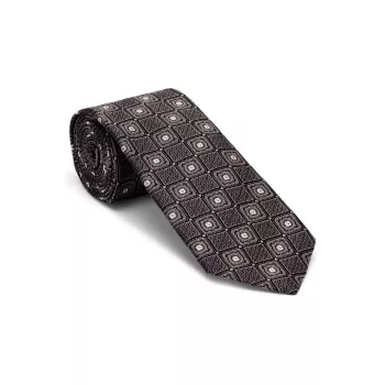 Шелковый галстук с геометрическим узором Brunello Cucinelli