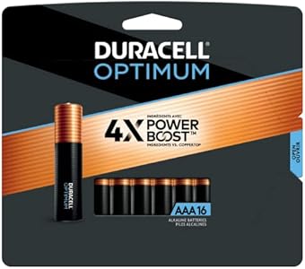 Duracell Optimum AAA Batteries with Power Boost Ingredients, 4 Count Pack Triple A Battery with Long-lasting Power, All-Purpose Alkaline AAA Battery for Household and Office Devices Duracell