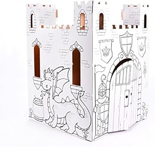 Easy Playhouse Blank Castle - Kids Art & Craft for Indoor & Outdoor Fun, Color, Draw, Doodle on this Blank Canvas–Decorate & Personalize a Cardboard Fort, 32" X 32" X 43. 5" -Made in USA, Age 3+ Easy Playhouse