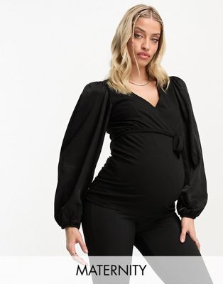 Черная блузка с v-образным вырезом для беременных Mama.licious MAMALICIOUS