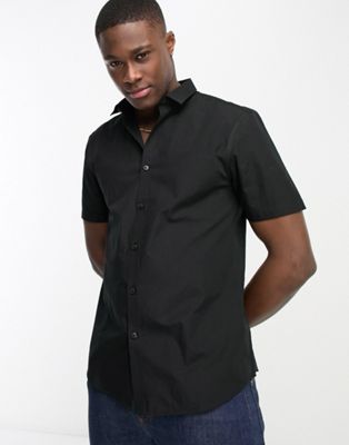 Черная рубашка из поплина с короткими рукавами New Look New Look