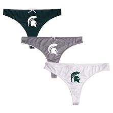 Женские комплекты нижнего белья из трех стрингов Concepts Sport зеленый/угольный Michigan State Spartans Arctic Unbranded