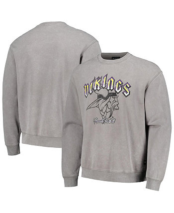 Мужской и женский серый пуловер с потертостями Minnesota Vikings The Wild Collective