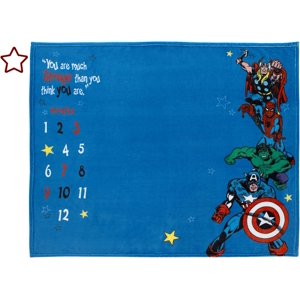 Marvel Comics Blue, Red and Green, Captain America, Hulk, Spiderman and Thor Super Soft Milestone Baby Blanket Marvel