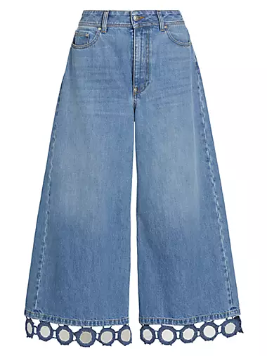 High Summer Mirror-Trimmed Wide-Leg Jeans Stella McCartney