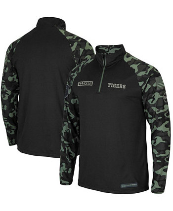 Мужская черная куртка Clemson Tigers OHT в стиле милитари Take Flight с регланом на четверть молнии Colosseum