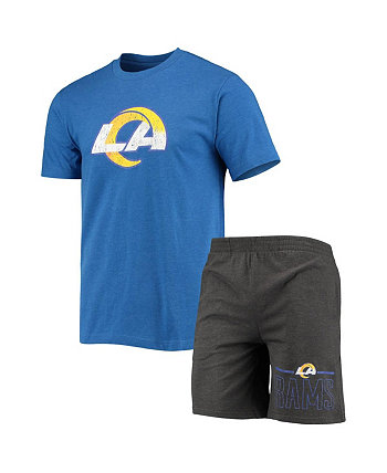 Men's Royal, Charcoal Los Angeles Rams Meter T-shirt and Shorts Sleep Set Concepts Sport