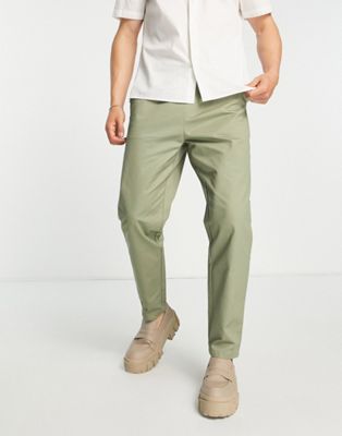 Укороченные брюки цвета хаки с эластичным поясом Bando Bando