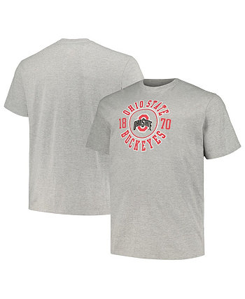 Мужская футболка с логотипом «Heather Grey Ohio State Buckeyes Big and Tall Circle» Champion