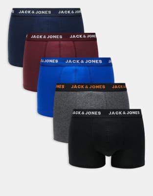 Jack & Jones 5 pack briefs in navy mix Jack & Jones