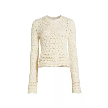 Cotton &amp; Silk Crochet-Knit Sweater FRAME