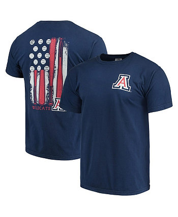 Men's Navy Arizona Wildcats Baseball Flag Comfort Colors T-shirt Image One