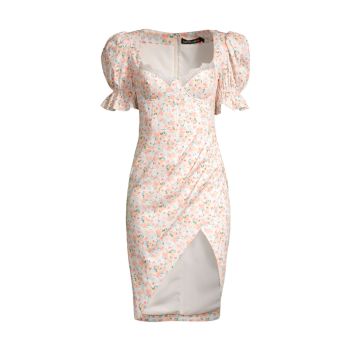 Платье-миди из смесового хлопка с цветочным принтом LAVISH ALICE