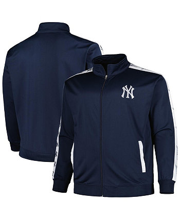 Мужская темно-синяя трикотажная спортивная куртка New York Yankees Big and Tall с молнией во всю длину Profile
