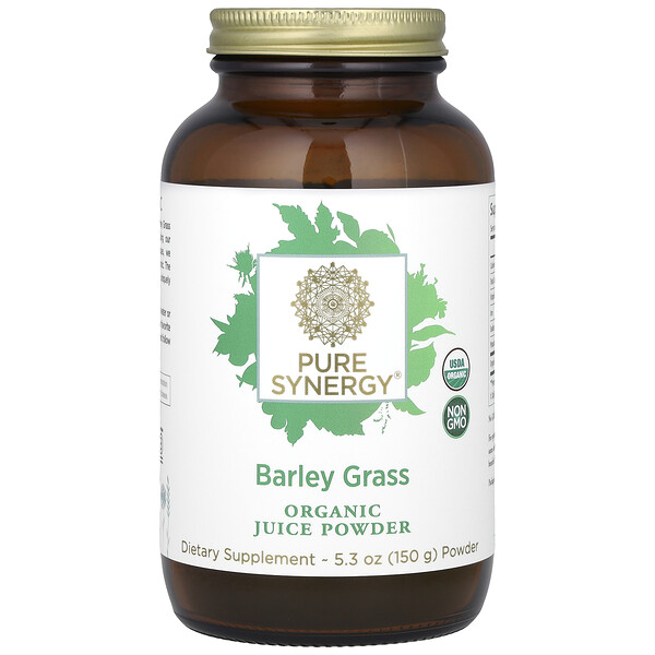 Barley Grass, порошок органического сока, 5,3 унции (150 г) Pure Synergy