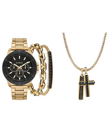 Мужские блестящие золотые часы с металлическим браслетом, 48 мм, набор Rocawear