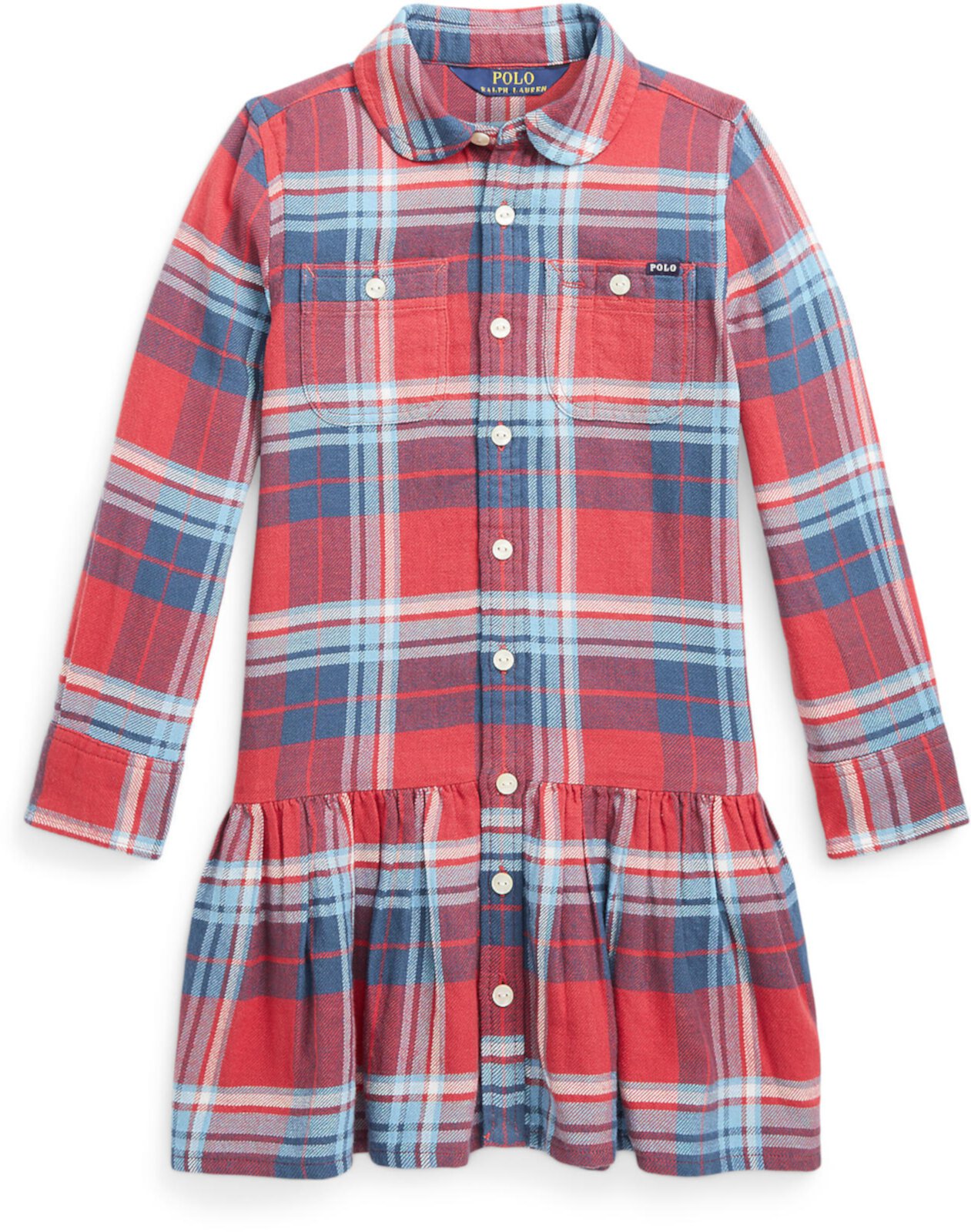 Платье-рубашка из хлопкового твила в клетку (для маленьких детей) Ralph Lauren