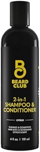 The Beard Club Mens 2 in 1 Shampoo and Conditioner Set - Sulfate Free, Moisturizing, Citrus Scented for Curly Hair Care and Dry Scalp Care The Beard Club