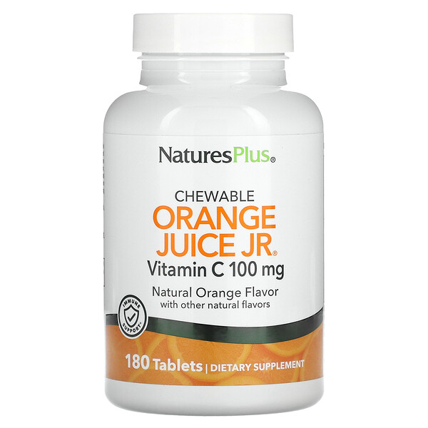Orange Juice Jr., Жевательный витамин С, 100 мг, 180 таблеток NaturesPlus