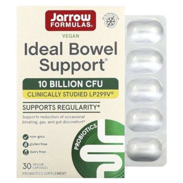 Веганская поддержка кишечника - 10 миллиардов КОЕ - 30 растительных капсул - Jarrow Formulas Jarrow Formulas