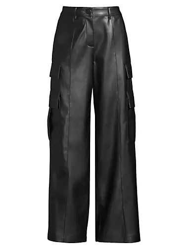 Tobias Faux Leather Cargo Pants Milly