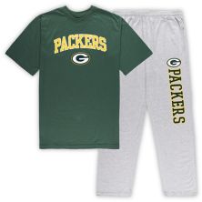 Мужской комплект для сна с футболкой и брюками Concepts Sport Green/Heather Grey Green Bay Packers Big & Tall Unbranded