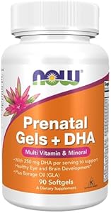 NOW Supplements, Prenatal Gels + DHA with 250 mg DHA per serving, plus Borage Oil (GLA), 90 Softgels (Мягкие капсулы) NOW Foods