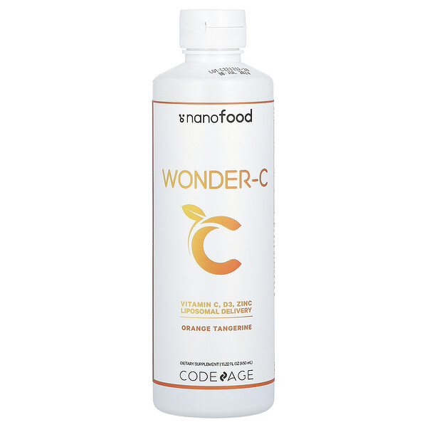 Wonder-C, Апельсин-Мандарин - 1000 мг Витамин C - 450 мл - Codeage Codeage