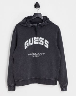 Кислотно-черная толстовка с капюшоном и логотипом Guess Guess Originals