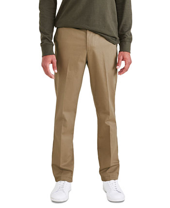 Мужские фирменные брюки узкого кроя цвета хаки без железа с защитой от пятен Dockers
