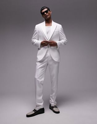 Topman slim tux suit pants in white TOPMAN