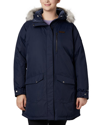Длинное утепленное пальто Suttle Mountain™ с капюшоном и отделкой из искусственного меха больших размеров Columbia