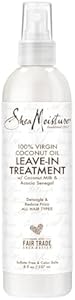 SheaMoisture 100% Virgin Coconut Oil Leave-in Conditioner Treatment for All Hair Types 100% Extra Virgin Coconut Oil Silicone Free Conditioner 8 oz SheaMoisture