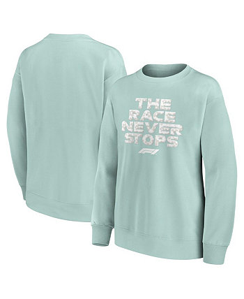 Women's Green Formula 1 Merchandise Floral Slogan Fleece Pullover Sweatshirt Fanatics