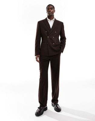 ASOS DESIGN straight suit pants in brown ASOS DESIGN