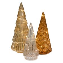LumaBase Набор из 3 светодиодных елок из золота, бронзы и серебра LumaBase