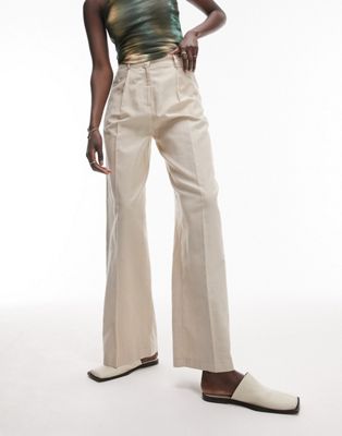 Широкие брюки из смесового льна Topshop Tall натурального цвета — часть комплекта Topshop Tall